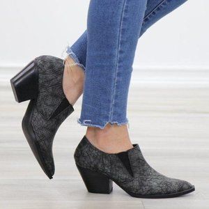 Slip On Gray & Black Snake Texture Low Cut Booties